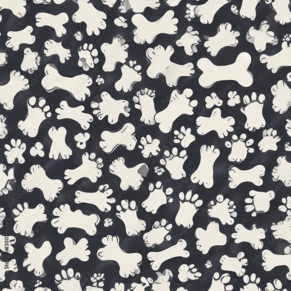 Naklejka premium Dog bone vector dog paw doodle seamless pattern isolated wallpaper background, seamless pattern, home decor