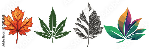 Nature-Inspired Leaf Silhouettes – High-Quality Vector Graphics
