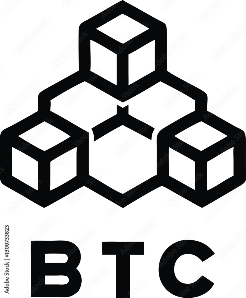 Obraz premium Minimal geometric crypto logo with BTC wording