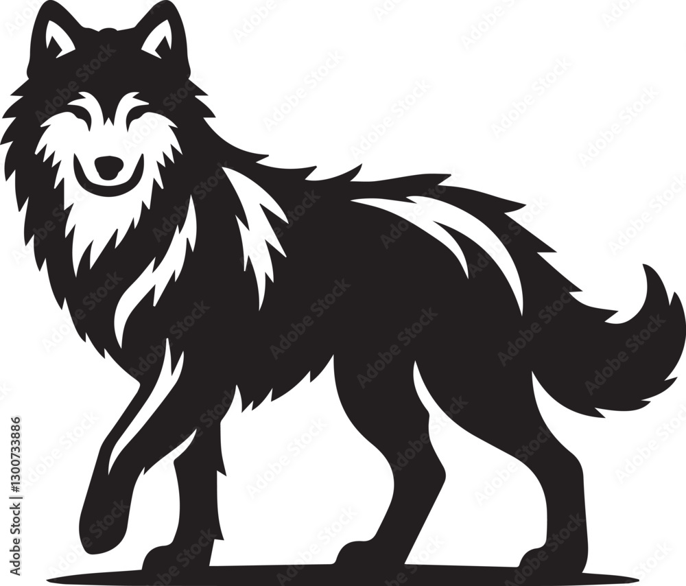 Obraz premium wolf vector illustration, wolf clipart vector, wolf silhouette logo vector, wolf vector black and white background full body