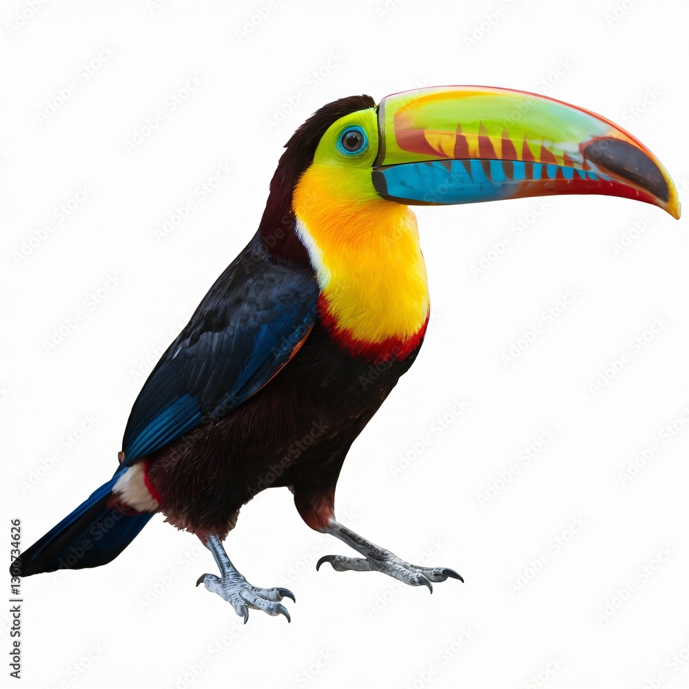 Fototapeta premium Colorful Toucan with Vibrant Beak Isolated on White Background.