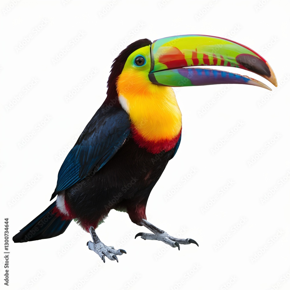 Obraz premium Colorful Toucan with Vibrant Beak Isolated on White Background.
