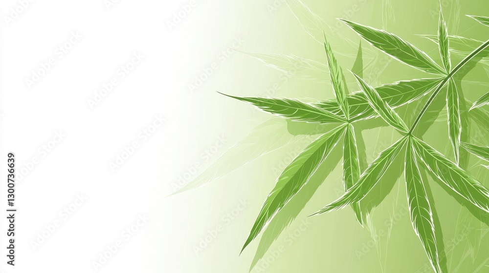 Naklejka premium Green leaves, nature background, botanical illustration, website banner