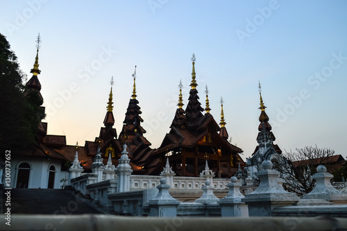 Ancient Lanna Architecture, in sunset at Dhara Dhevi Chiang Mai, Northern Thailand