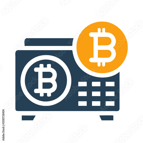 Digital currency symbol with mining rig illustration