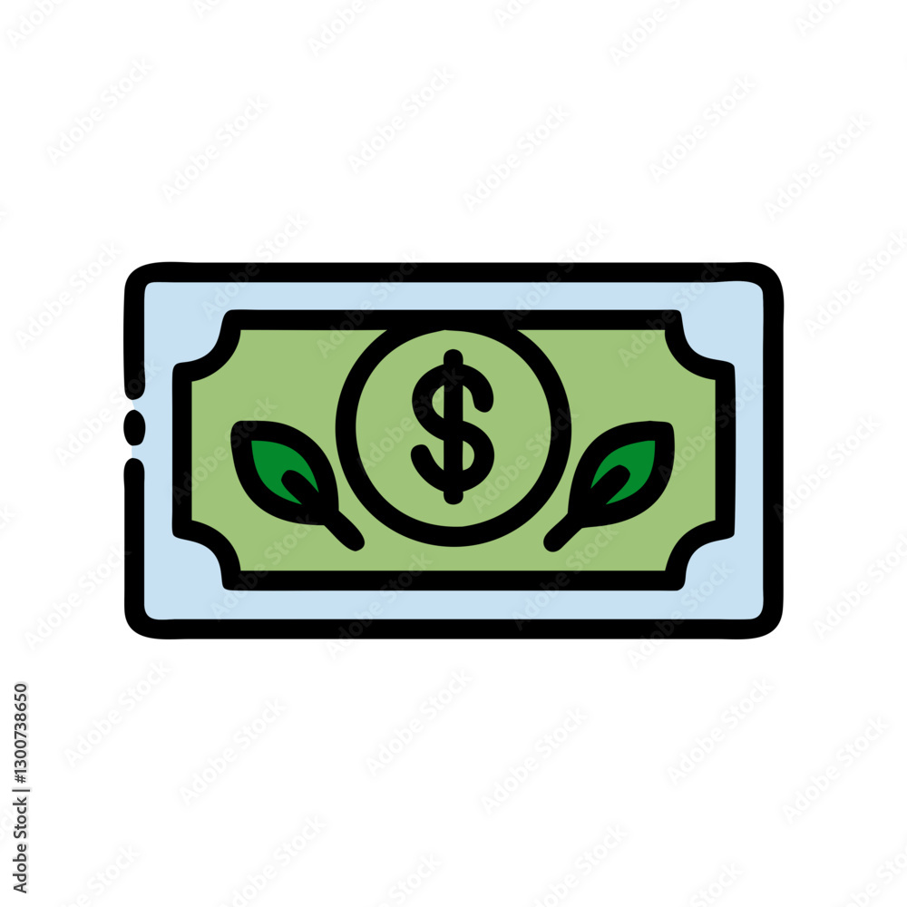 Eco friendly banknote with leaf symbol, representing Eco friendly banknote with leaf symbol, representing