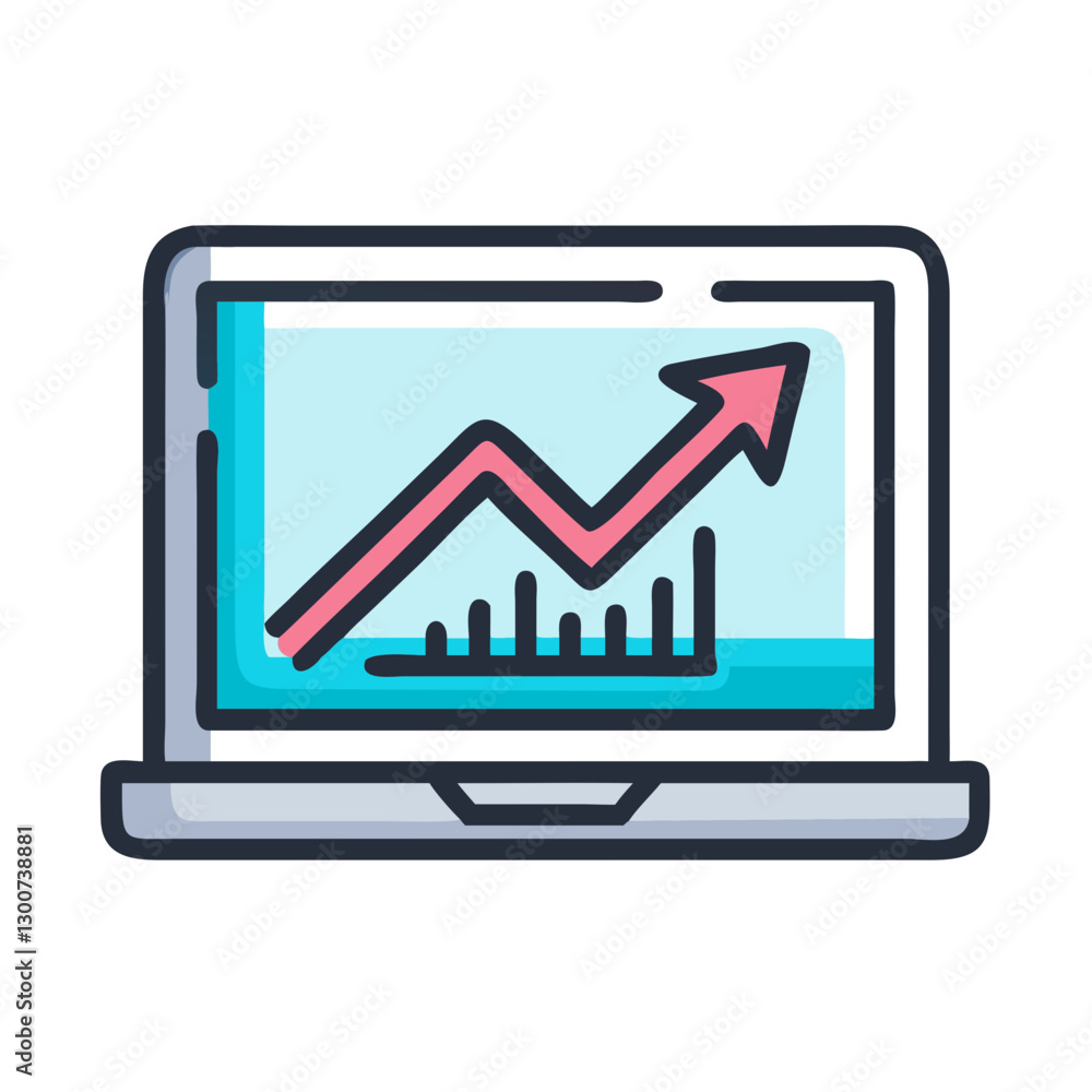 laptop displaying rising trend line symbolizes growth laptop displaying rising trend line symbolizes growth