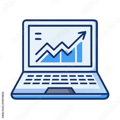 laptop displaying rising trend graph in flat style