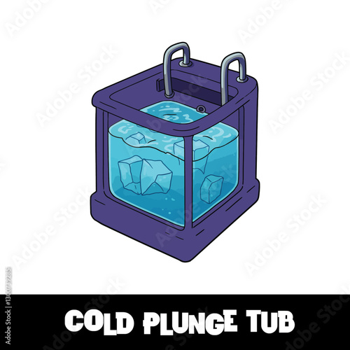 Vector Illustrated Cold Plunge Tub Cartoon Isolated on White Background