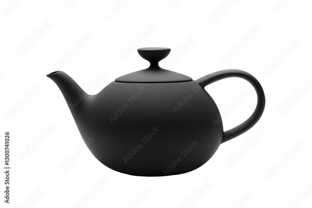 Elegant Black Ceramic Teapot Isolated On Transparent Background Minimalist Design With Rounded Body And Curved Spout Elegant Black Ceramic Teapot Isolated On Transparent Background Minimalist Design With Rounded Body And Curved Spout