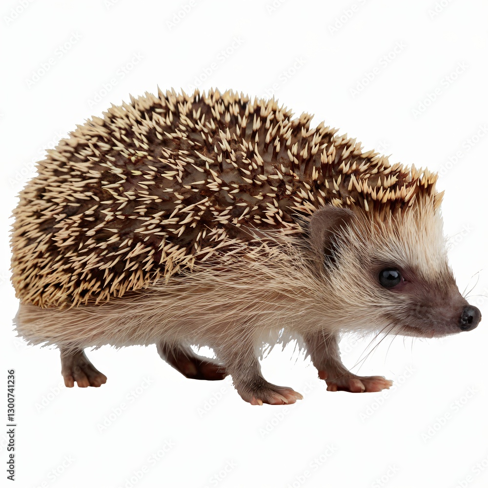 Fototapeta premium Adorable Hedgehog with Spiny Back Isolated on White Background.