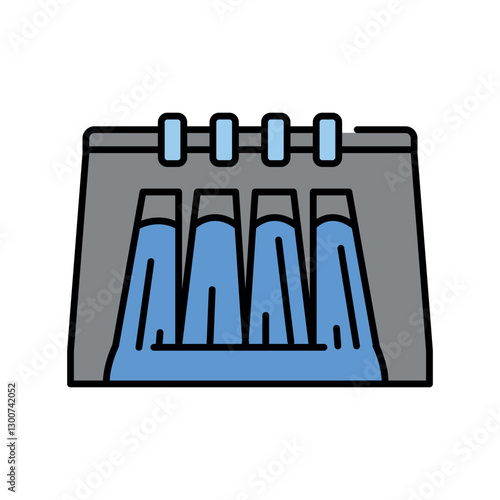 Hydroelectric power plant color line icon.