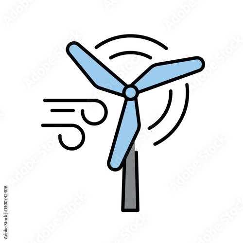 Wind turbines color line icon.