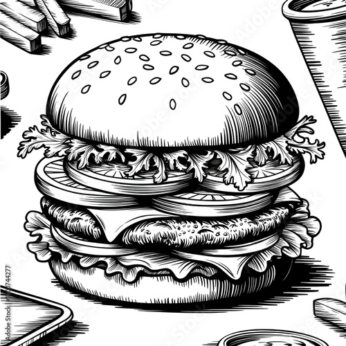 hamburger on a white background