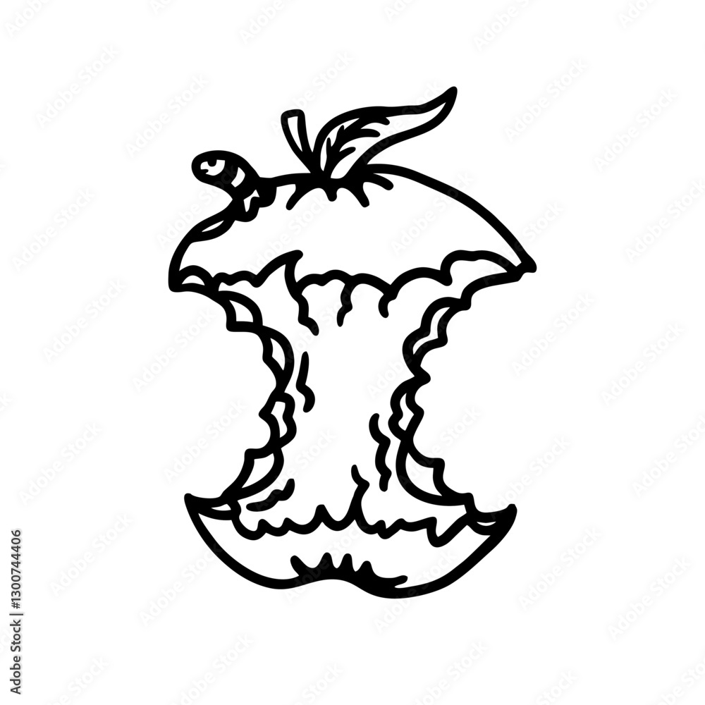 Cute Apple Core Hand Drawing Illustration Cute Apple Core Hand Drawing Illustration