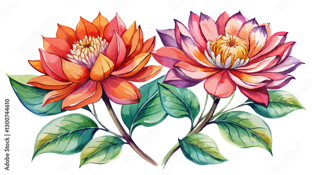 Obraz premium Ashoka Flowers Watercolor Illustration on White or Transparent Background. Perfect for: Indian Festivals, Weddings, Religious Events