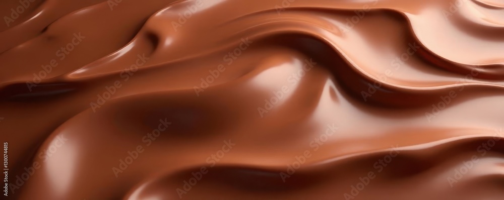 Fototapeta premium Melted milk chocolate cascades, forming elegant wavy patterns , background, stream, texture