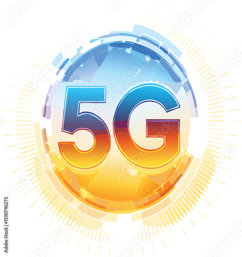 abstract blue background 5G with arrows