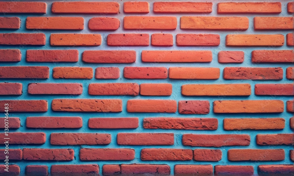 Close Up Red Orange Brick Wall Texture Blue Tone Background Close Up Red Orange Brick Wall Texture Blue Tone Background