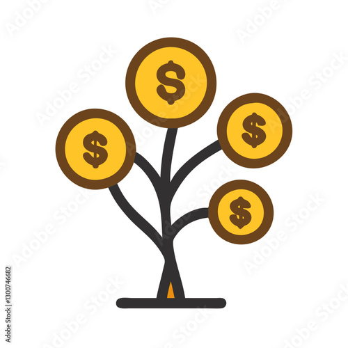 money tree with golden coins as leaves symbolizes wealth and