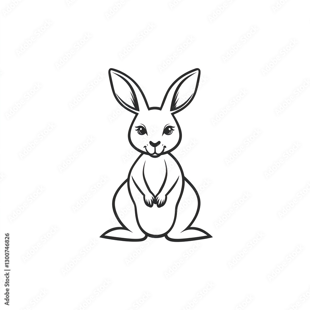 Fototapeta premium Adorable Bunny Line Art: A Minimalist Design Perfect for Handmade Gifts and Crafts