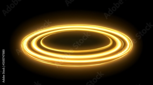 Golden glowing concentric circles abstract art design