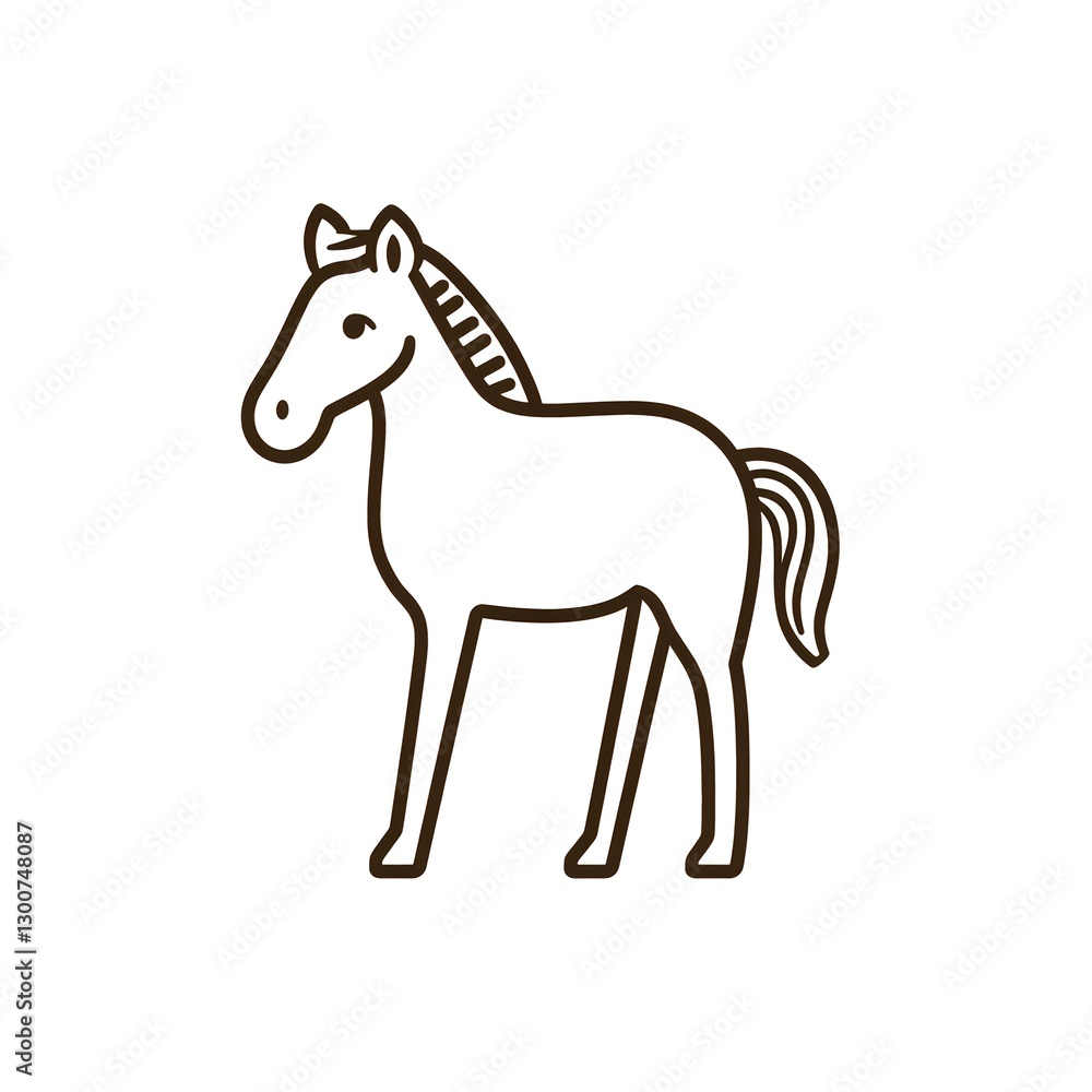 Charming Line Art Pony: A Simple, Minimalist Design of a Happy Horse, Perfect for Children's Products or Branding. Charming Line Art Pony: A Simple, Minimalist Design of a Happy Horse, Perfect for Children's Products or Branding.