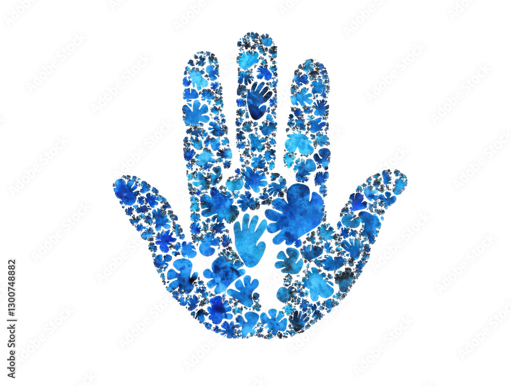 Blue Handprint Symbol autism support isolated on transparent background Blue Handprint Symbol autism support isolated on transparent background