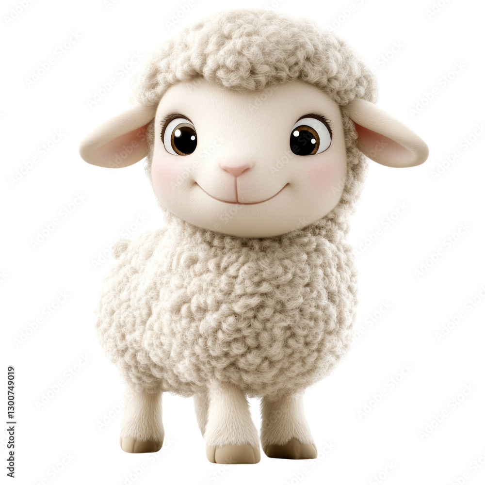 Cute fluffy sheep character standing on a transparent background, PNG Cute fluffy sheep character standing on a transparent background, PNG