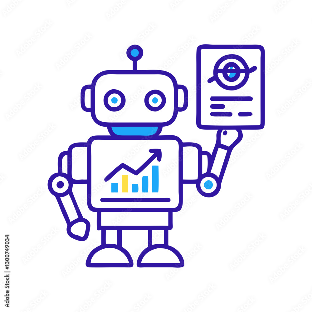 robot holding chart showing growth and data analysis robot holding chart showing growth and data analysis