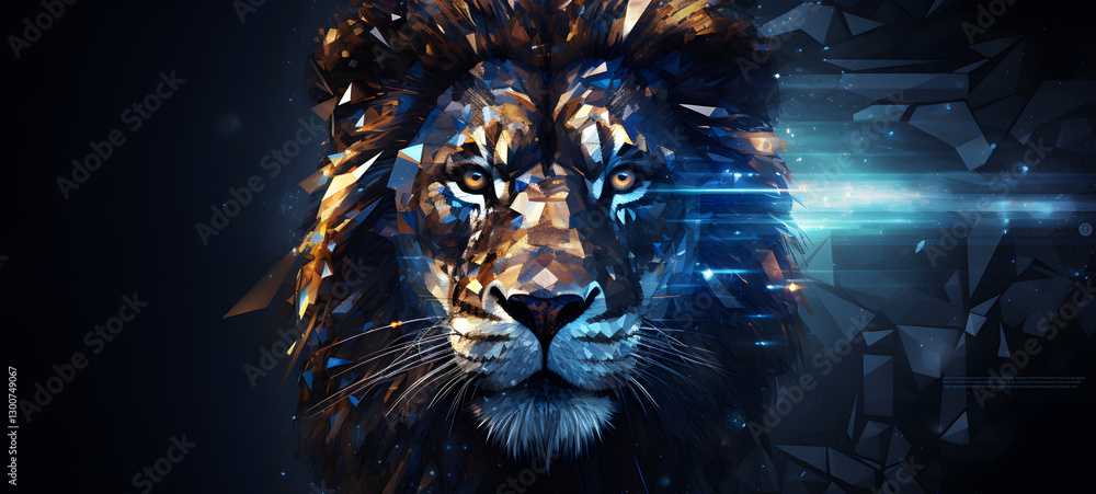 omposed entirely of cubes in various sizes, forming an abstract representation of lion omposed entirely of cubes in various sizes, forming an abstract representation of lion