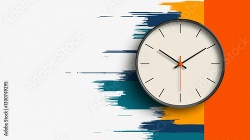 analog clock on a colorful patterned wall. photo