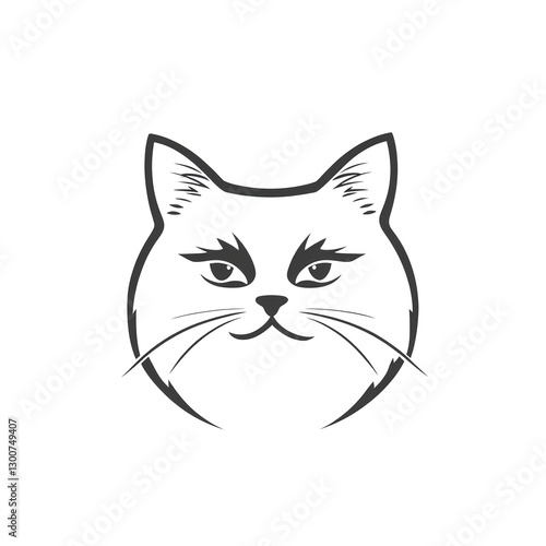 Wallpaper Mural Elegant Cat Face: Minimalist Line Art Design, Perfect for Handmade Gifts and Branding. Torontodigital.ca