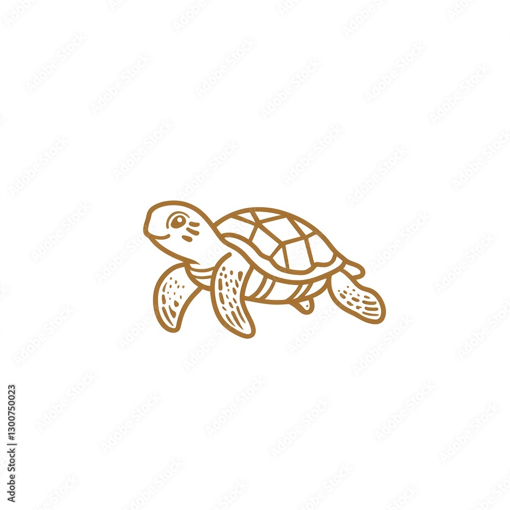 Fototapeta premium Adorable Golden Line Art Sea Turtle, gracefully swimming, minimalist design, perfect for nature-themed gifts.