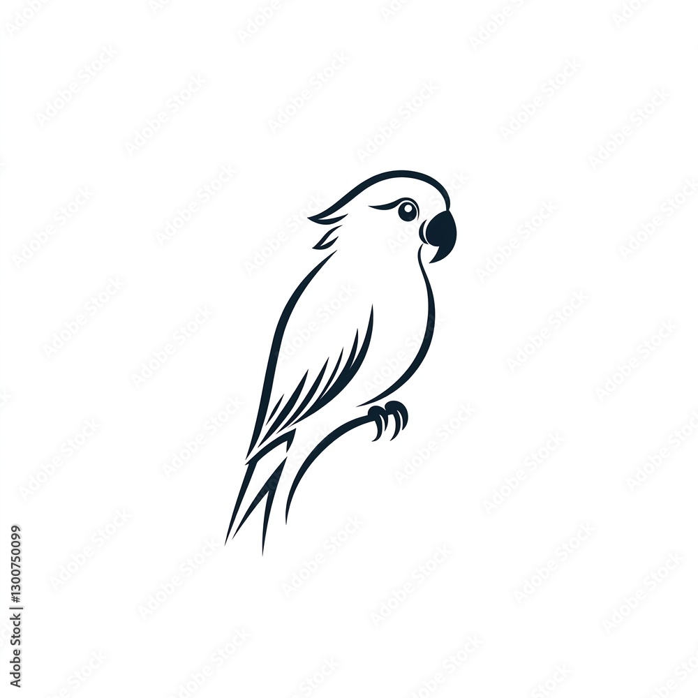 Fototapeta premium Elegant Parrot Line Art: A Minimalist Design for Handmade Gifts, Logos, or Decor