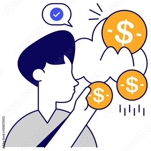 Dollar with human avatar showcasing investor icon