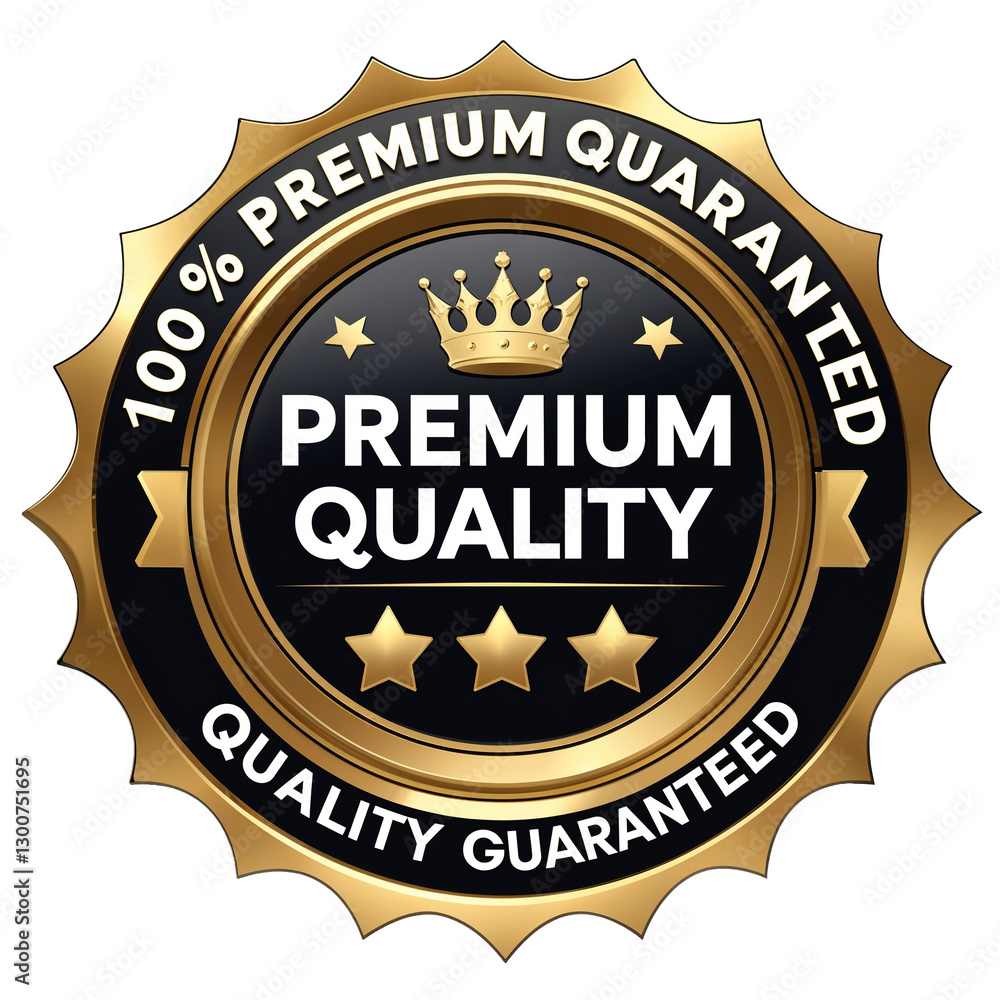 100% premium quality crown and 5 stars badge gold black metallic logo,premium quality label 100% premium quality crown and 5 stars badge gold black metallic logo,premium quality label