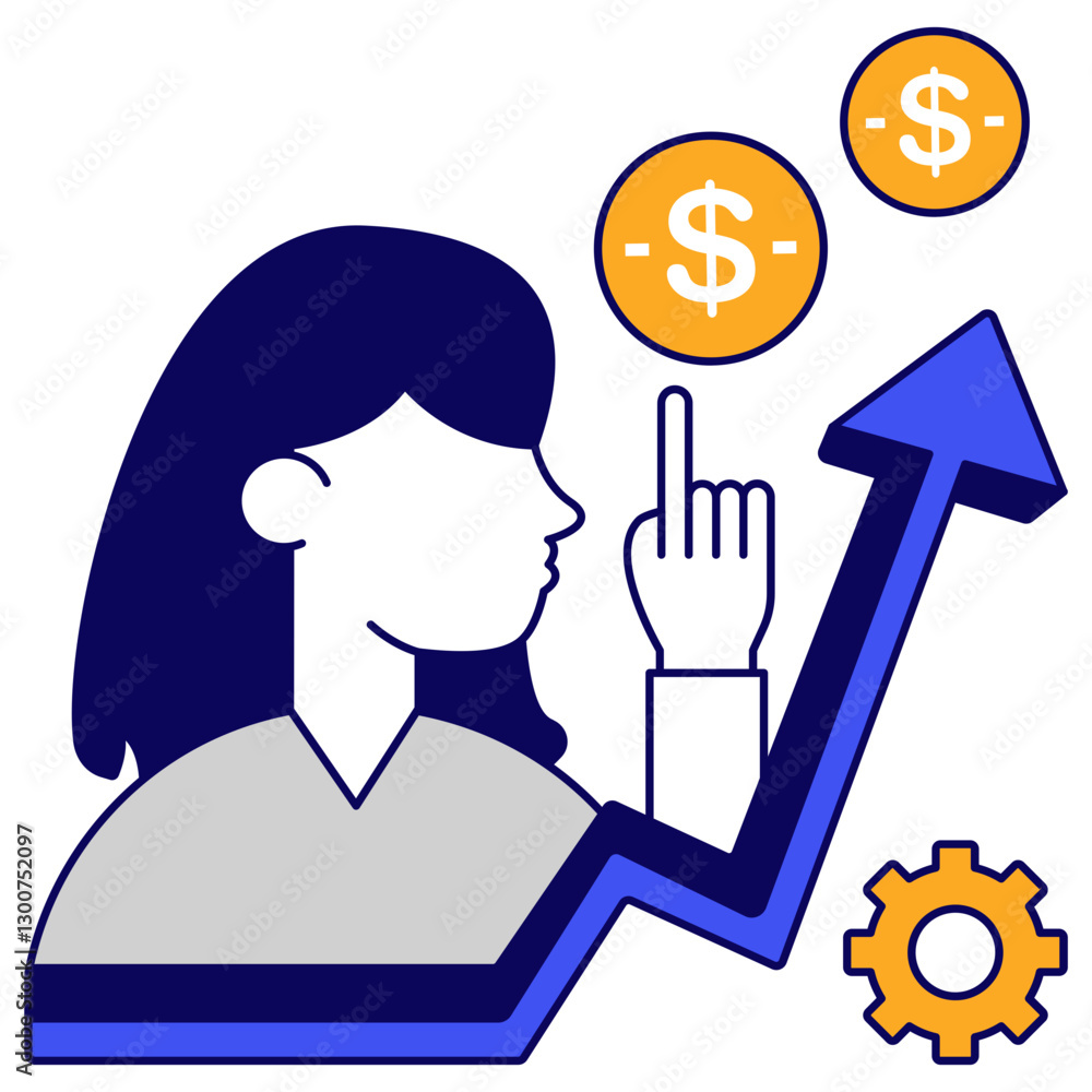 A flat design icon of financial growth chart A flat design icon of financial growth chart