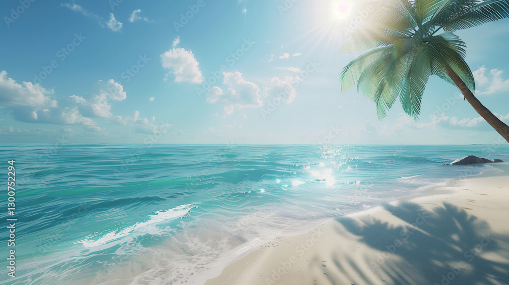 Fototapeta premium tropical beach with palm tree