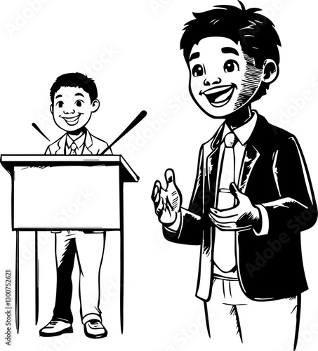 Student presentation showcase classroom illustrative artwork educational setting engaging perspective youth empowerment