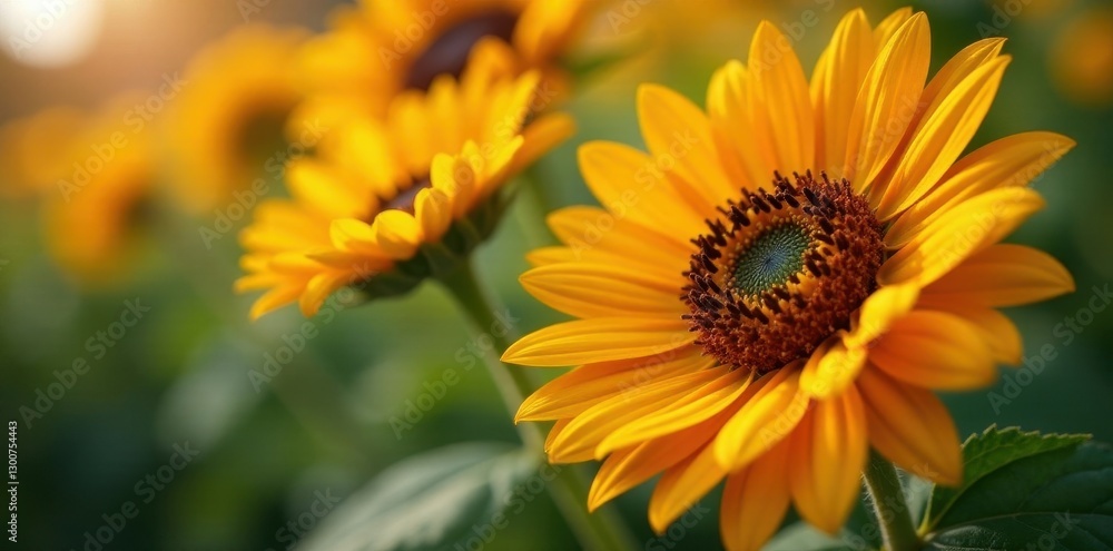 Vibrant orange & yellow sunflower, close-up view , image, photography Vibrant orange & yellow sunflower, close-up view , image, photography
