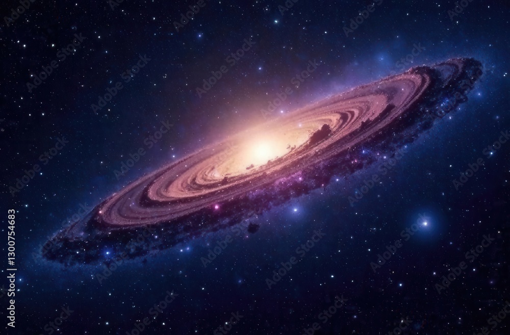 Vibrant cosmic spiral galaxy with luminous center surrounded by twinkling stars in deep space Vibrant cosmic spiral galaxy with luminous center surrounded by twinkling stars in deep space