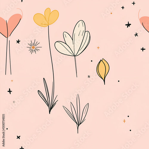 flower seamless tile, pink background pattern