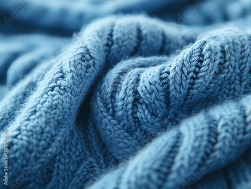 Blue Knit Fabric Texture Close-Up (1)