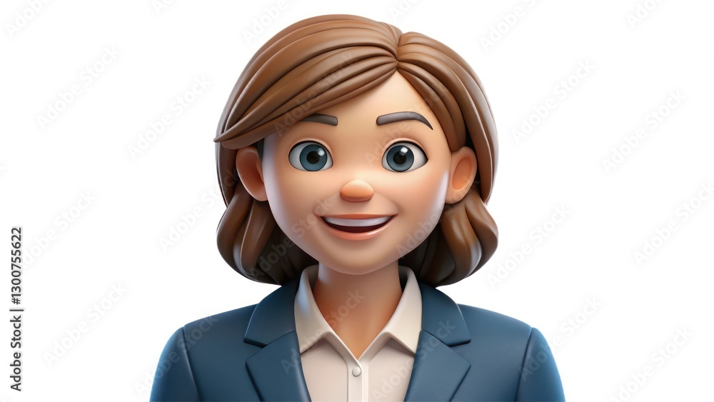 portrait of a smiling 3d render cartoon business woman with a confident expression on white background portrait of a smiling 3d render cartoon business woman with a confident expression on white background