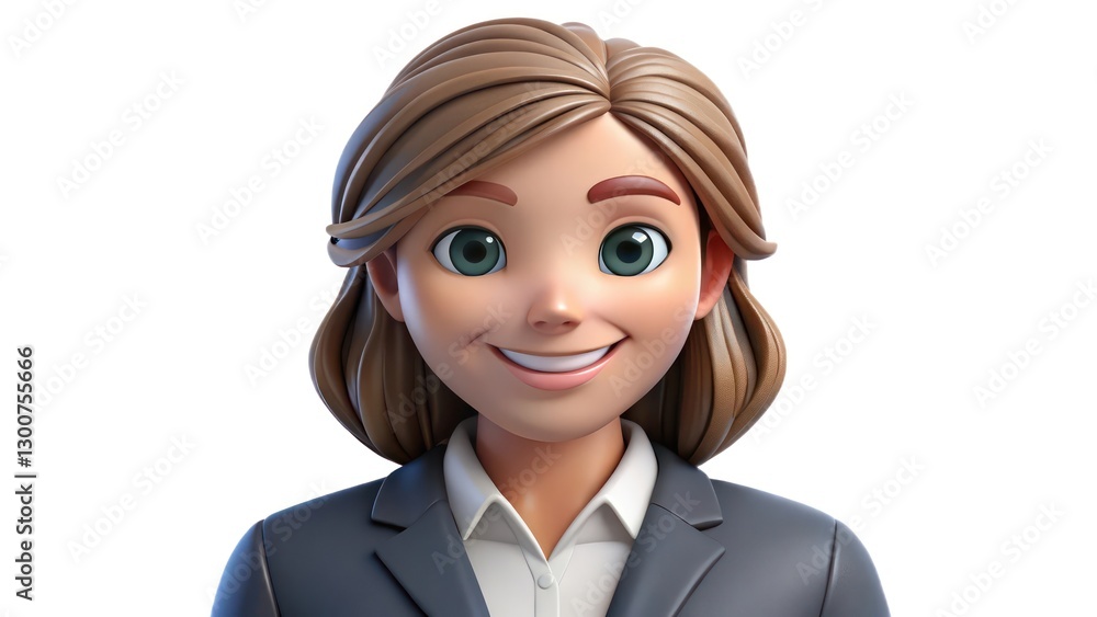 portrait of a smiling 3d render cartoon business woman with a confident expression on white background portrait of a smiling 3d render cartoon business woman with a confident expression on white background