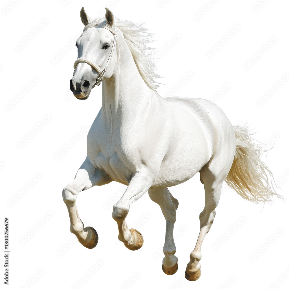 White horse running, transparent background White horse running, transparent background