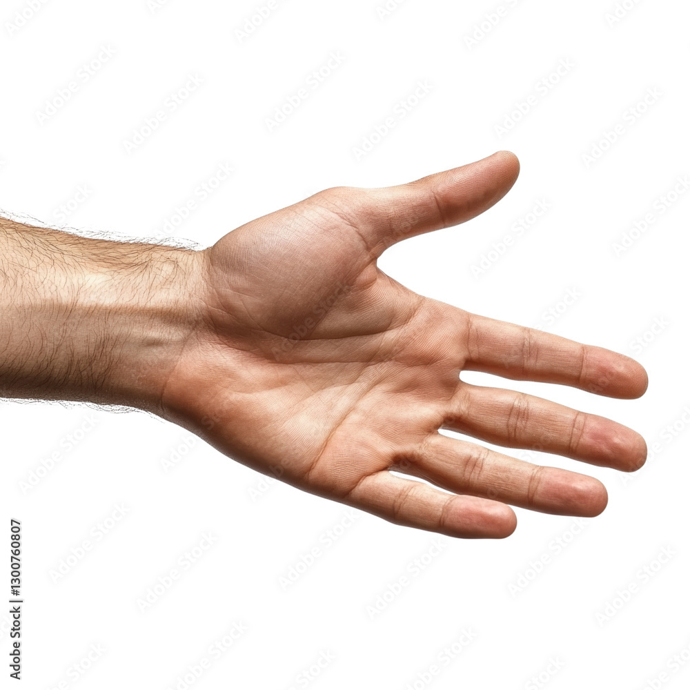Human hand showing palm open with fingers slightly spread isolated on transparent background, PNG Human hand showing palm open with fingers slightly spread isolated on transparent background, PNG