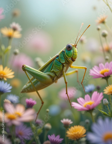 Wallpaper Mural Jumping Through Nature: The Beauty and Agility of Grasshoppers Torontodigital.ca
