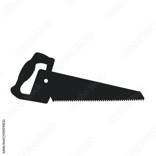 A black silhouette of a traditional handsaw 